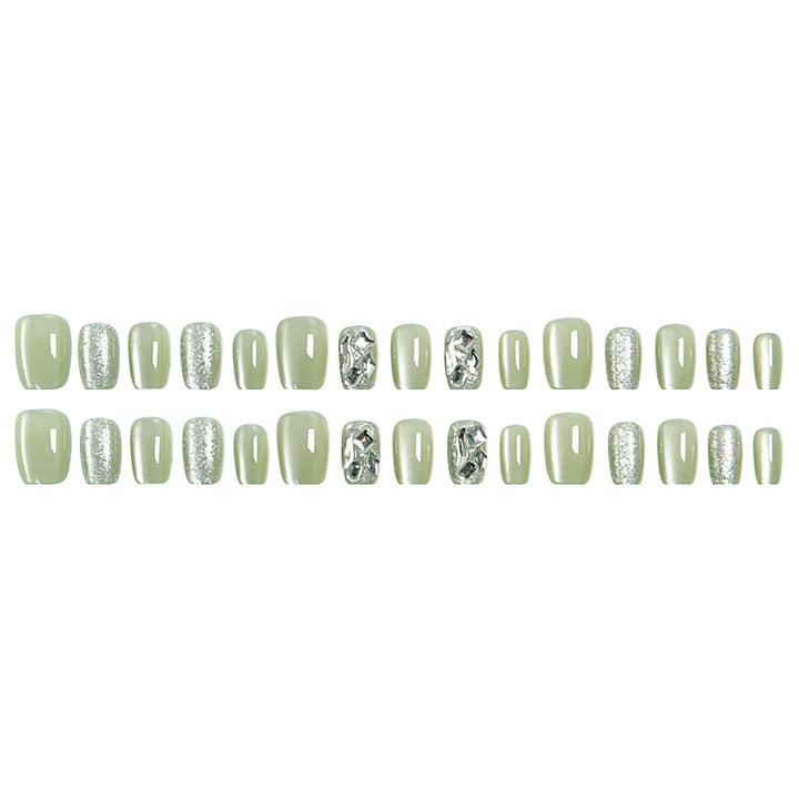 Acrylic nail set with elegant glitter design and creative effects Bowlift