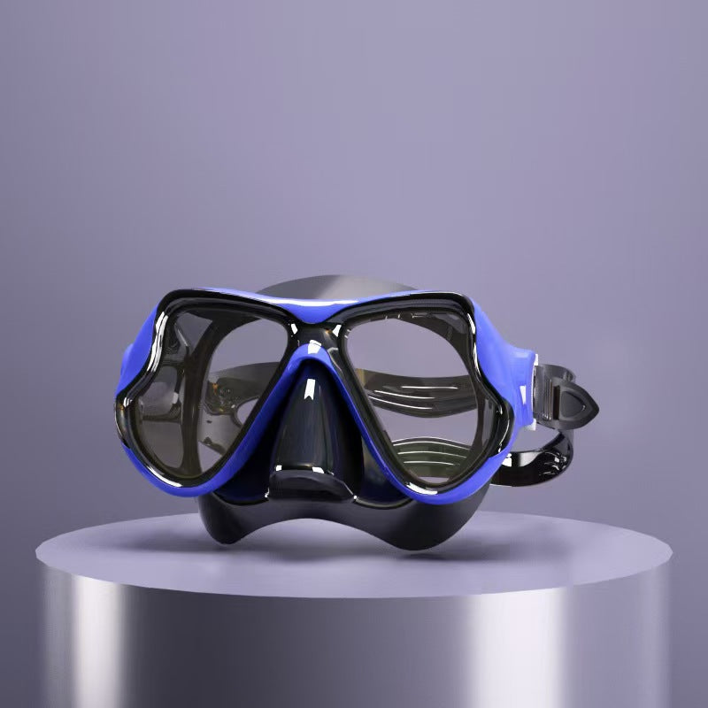 Diving mask with ergonomic design and a flexible snorkel Bowlift