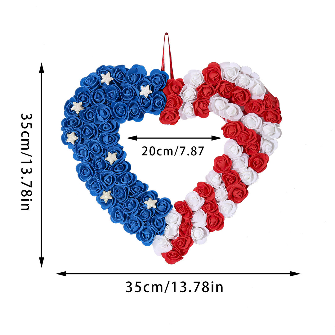 Unisex nan handcrafted foam rose heart wreath with glitter star accents and hanging loop Bowlift