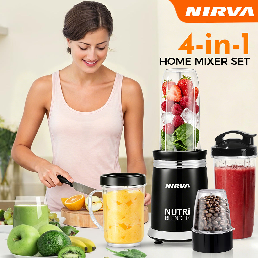 High-Power Multi-Functional Electric Blender with Chopper and Juicing Attachments Bowlift