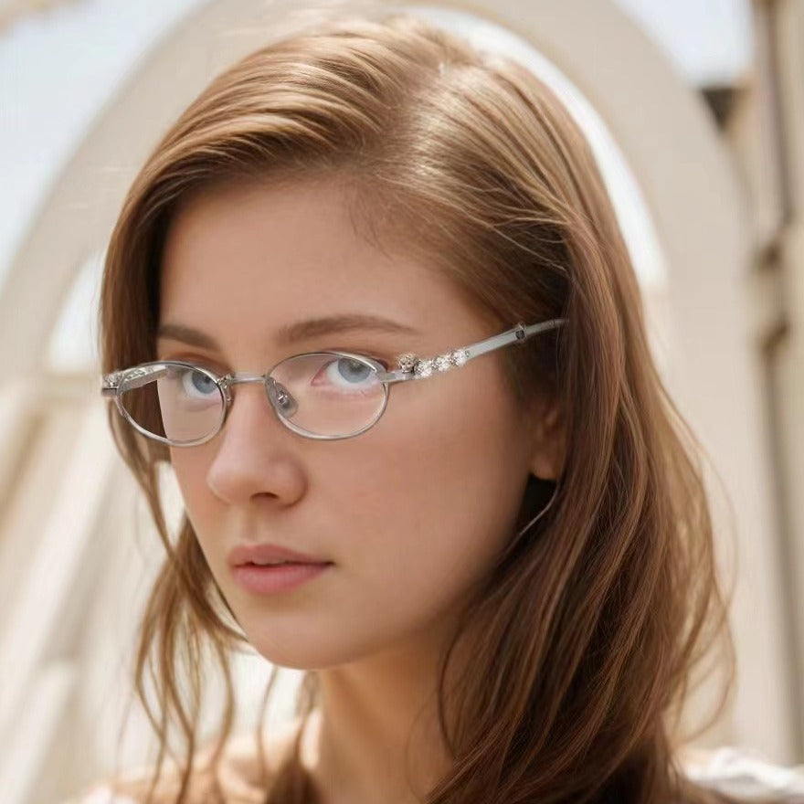 Fashion-Forward Oval Sunglasses with Crystal Accents Bowlift
