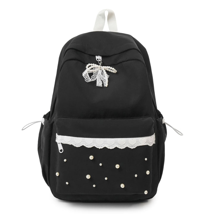 Backpack with elegant pearl applications and intricate design Bowlift