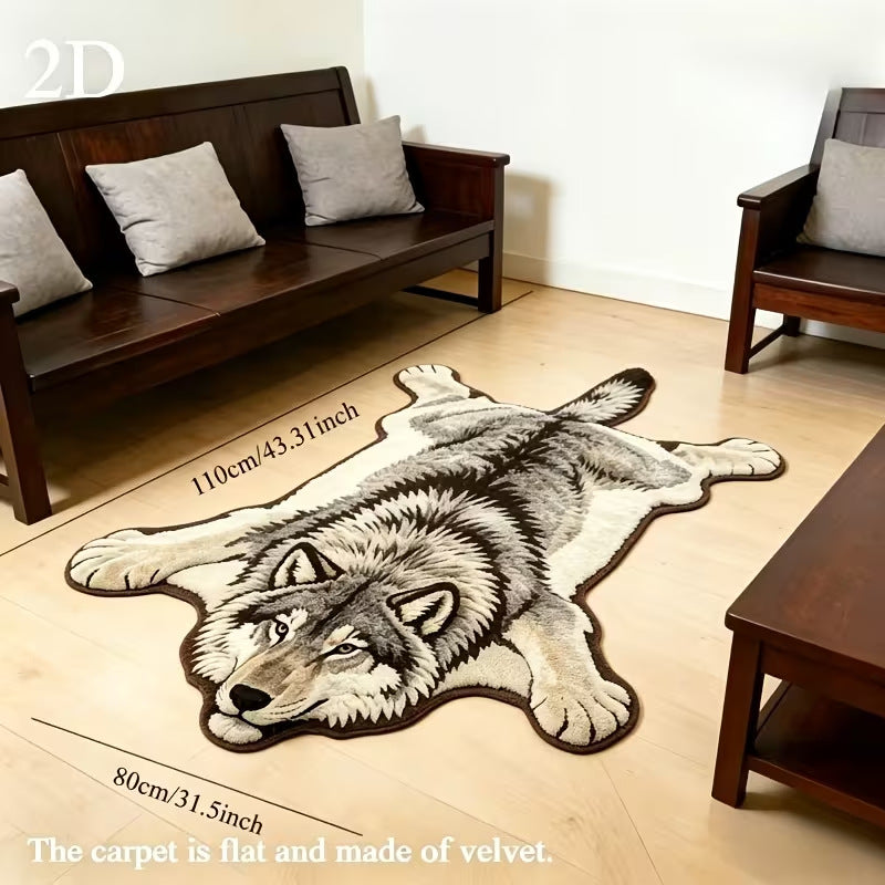 Plush Wolf-Shaped Carpet
