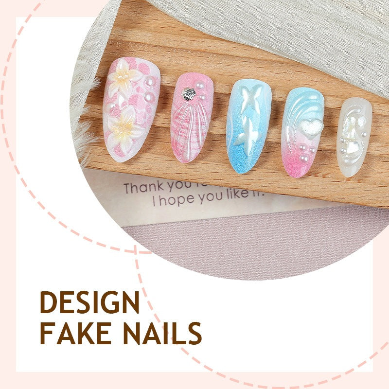Artificial nail set with creative floral and glittering accents Bowlift