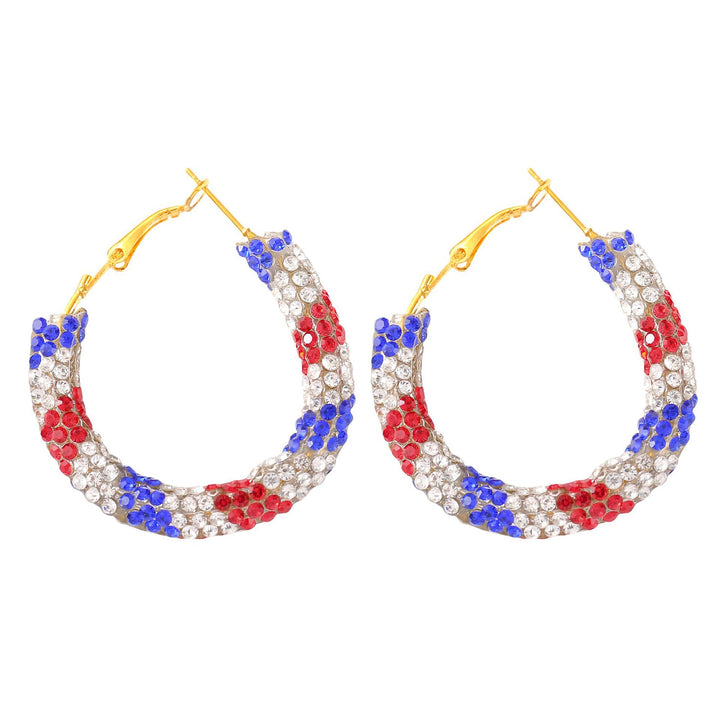 Women's nan patriotic horseshoe enamel dangle earrings with star-accented design and fishhook findings Bowlift