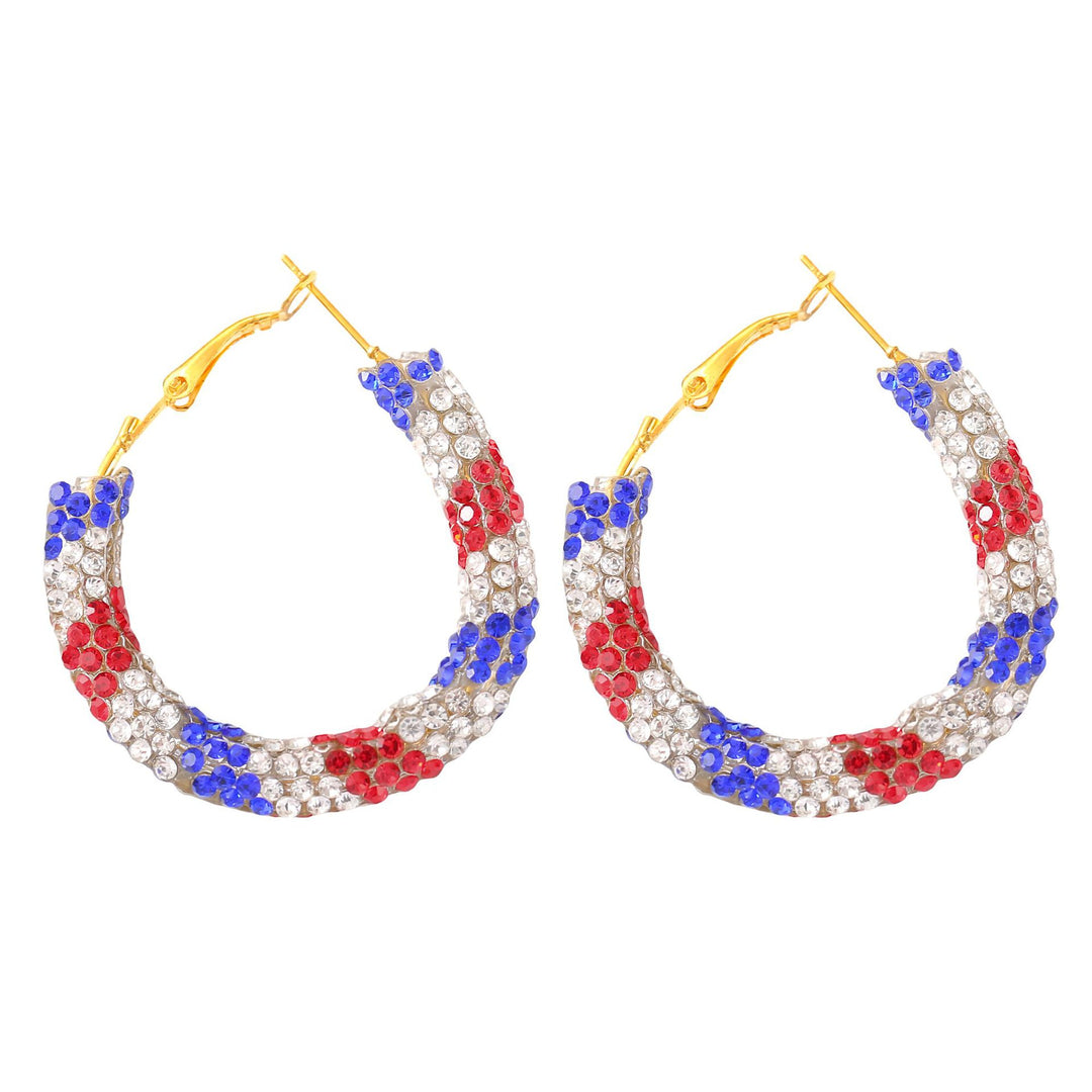 Ladies enamel earrings horseshoe with star stripe motif Bowlift