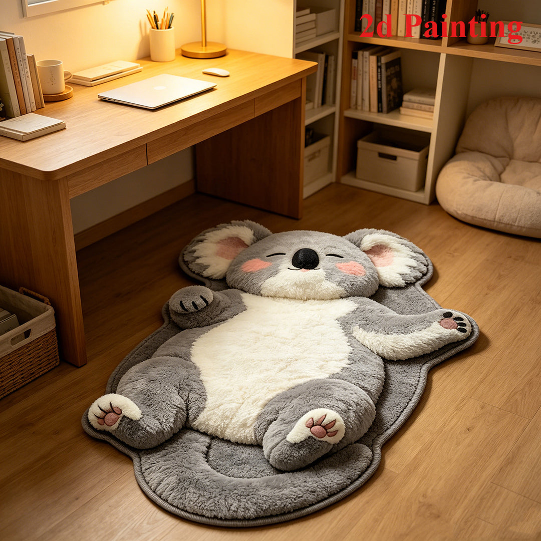 Cartoon Cat-Themed Plush Area Rug