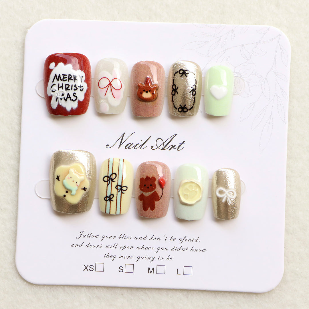 Festive Themed Press-On Nail Art Set Bowlift