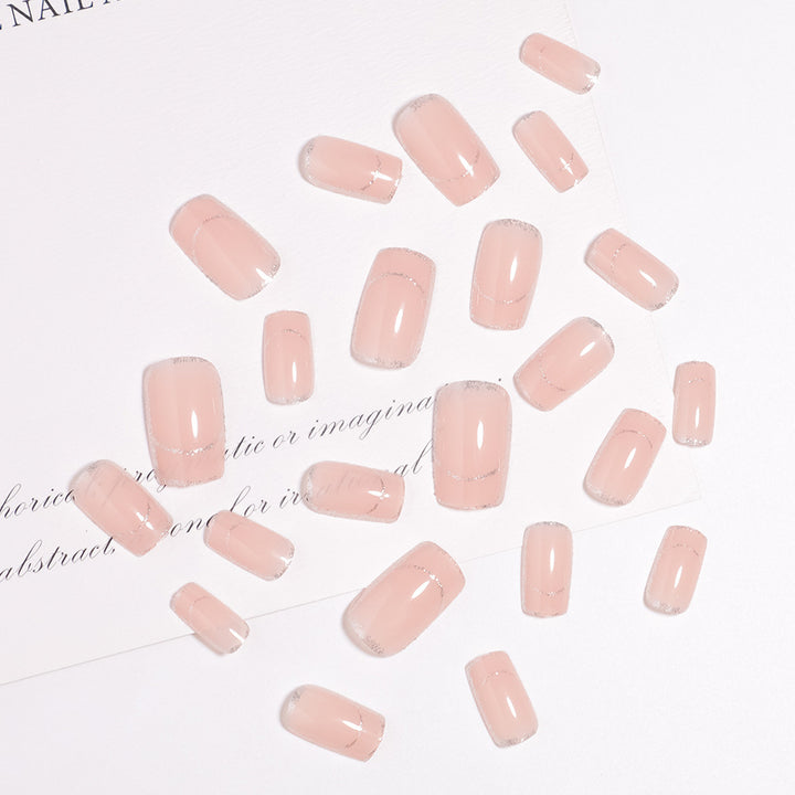 Glittering French Tip Press-On Nails Bowlift