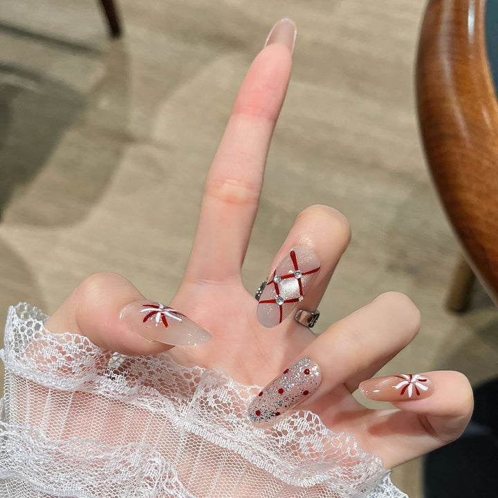Festive Decorative Press-On Nail Art Bowlift