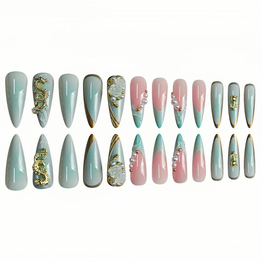 Decorative Stiletto Press-On Nail Art Extensions Bowlift