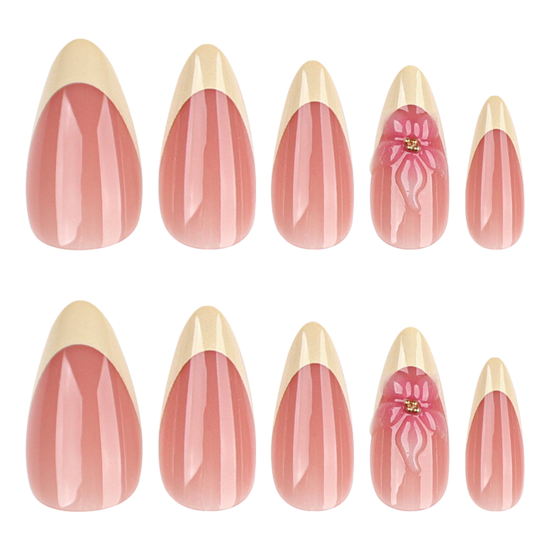 Artful stiletto nails with elegant flower accent Bowlift