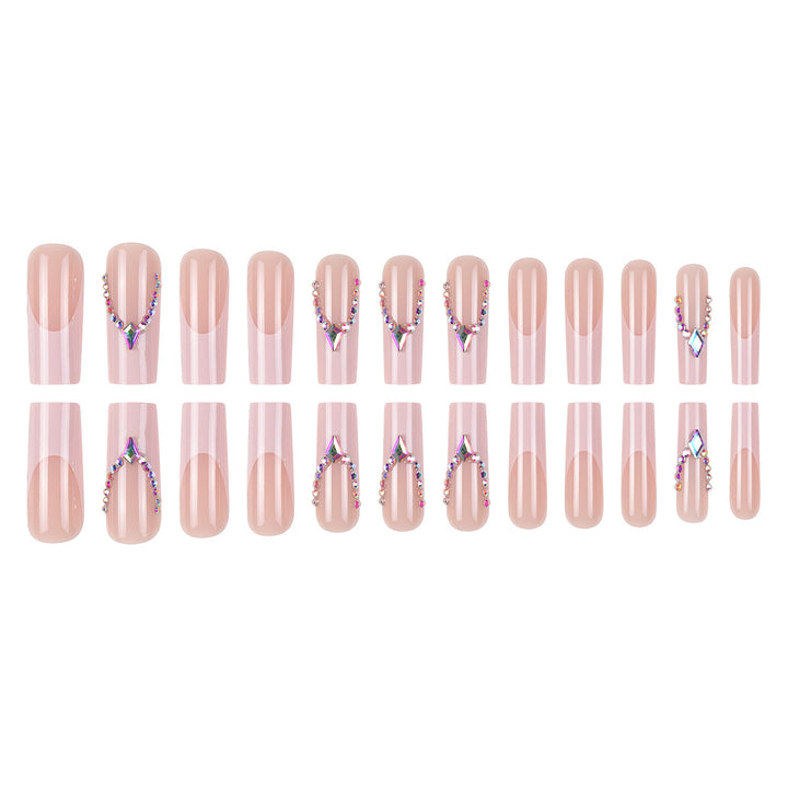 Rhinestone-Embellished Long Stiletto Press-On Nails Bowlift
