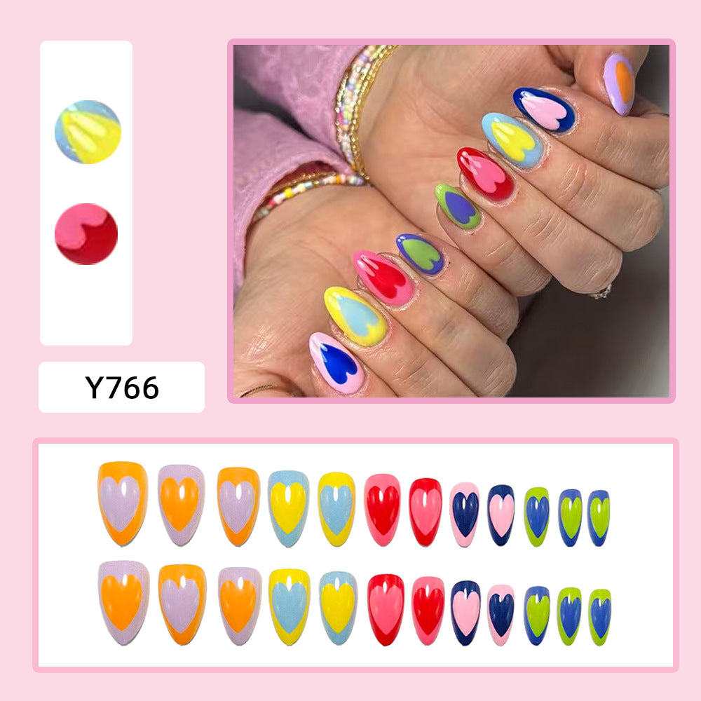 Artificial nails with cheerful heart design Bowlift