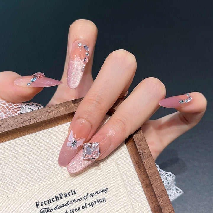 Elegant Crystal-Embellished Press-On Nails Bowlift