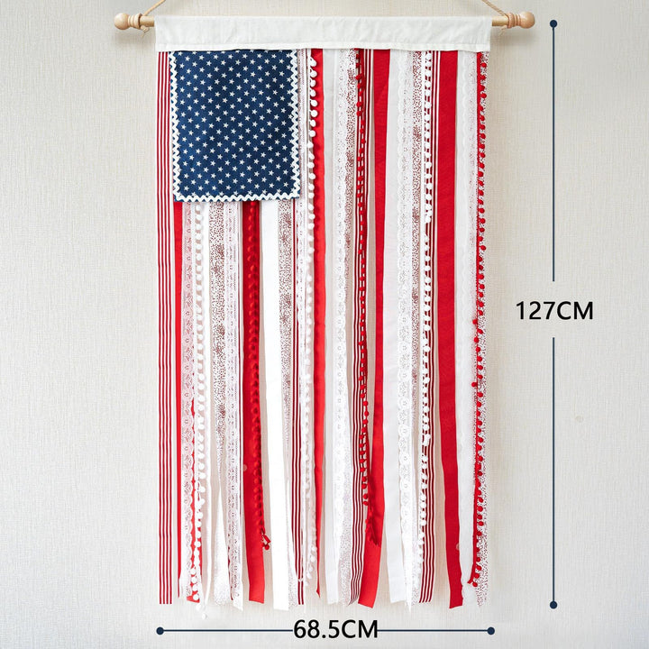 Unisex nan patriotic tasseled fabric wall hanging with star ornaments Bowlift