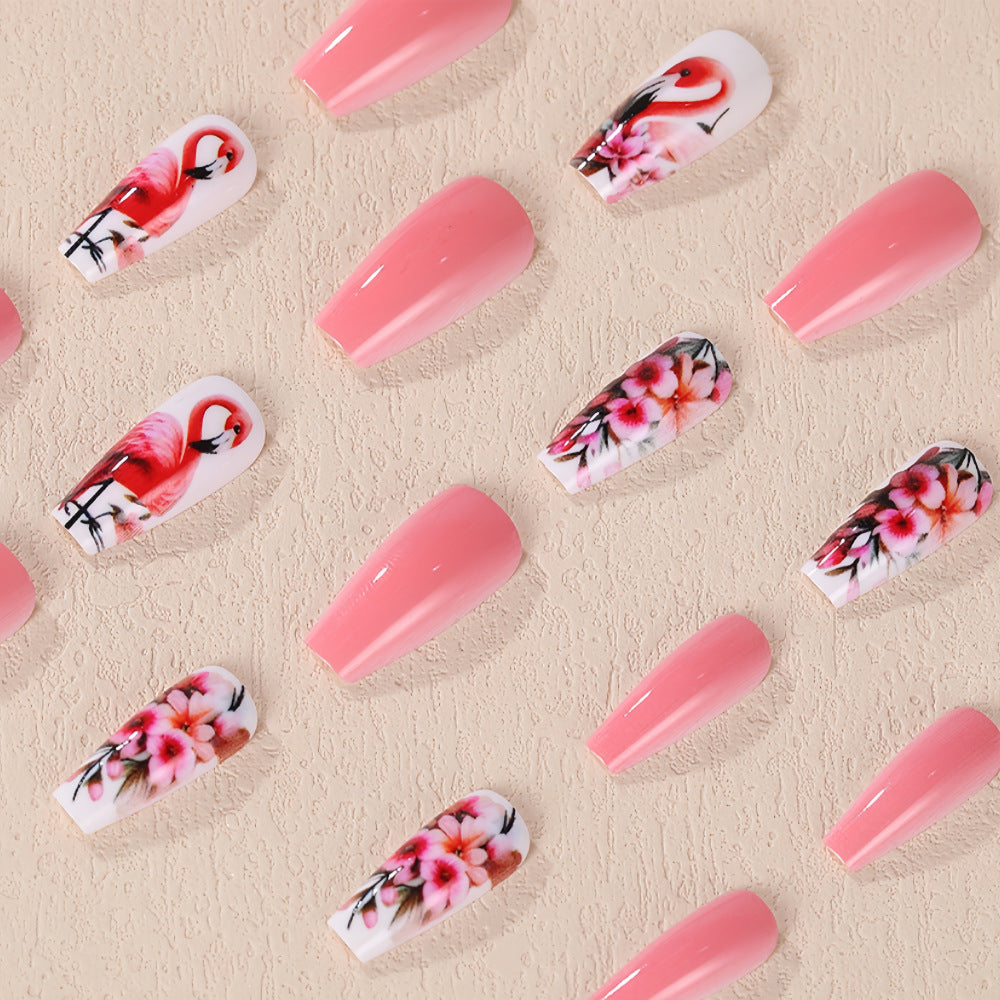 Nail Art Set with colorful flamingo and flower patterns Bowlift
