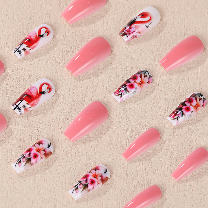 Nail Art Set with colorful flamingo and flower patterns Bowlift