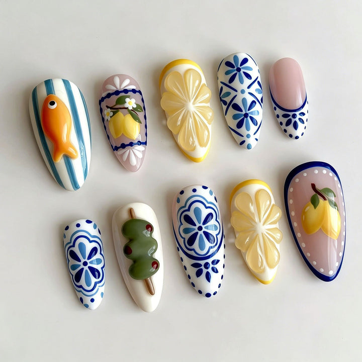 Artful nail tips with hand-drawn designs Bowlift