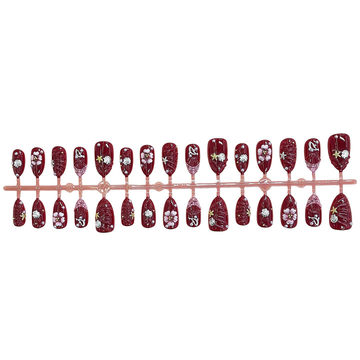 Artistic Floral Design Press-On Nail Set Bowlift 1787225330