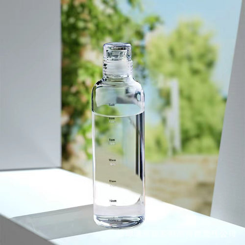 Women's transparent motif drinking bottle with time markers Bowlift