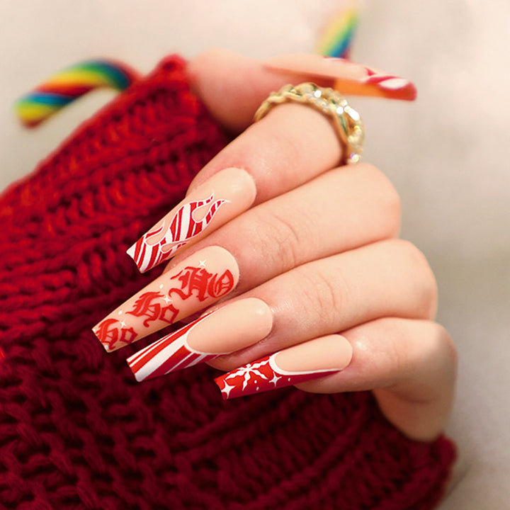 Artistic nail extensions in festive design Bowlift