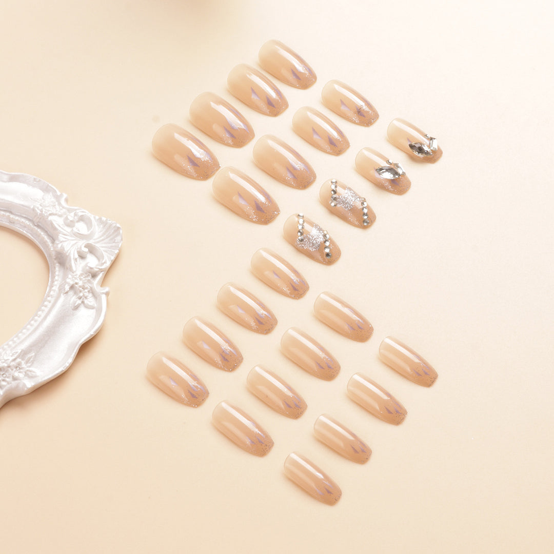 Artistic Crystal-Embellished Press-On Nail Set Bowlift