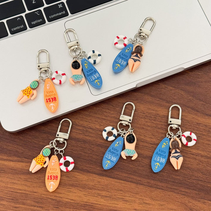Keychain with Creative Swimming Motif Bowlift