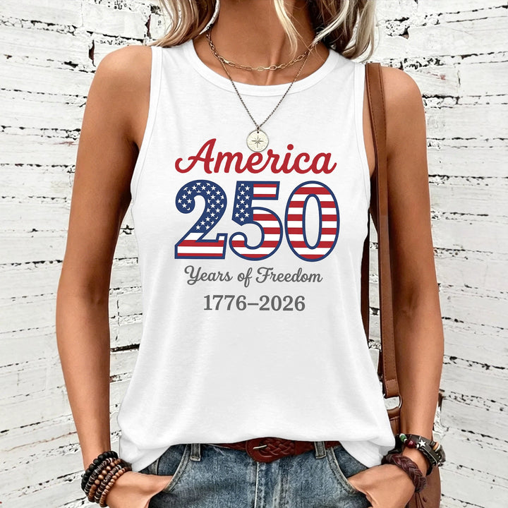Women's nan sleeveless patriotic graphic tank top with soft modal-cotton blend and relaxed drape Bowlift