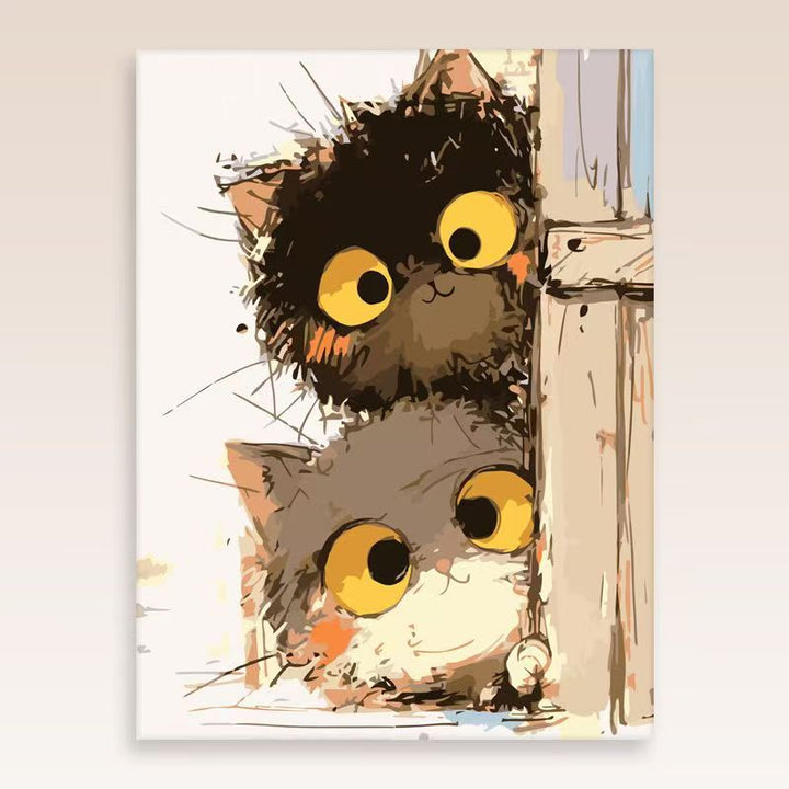 Whimsical Cat Portrait Wall Art Bowlift