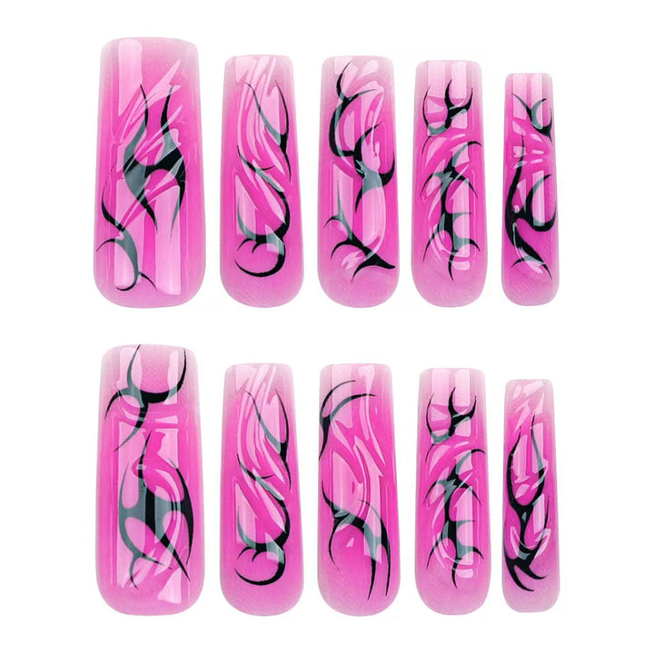 Artifical nails with floral and artistic design Bowlift