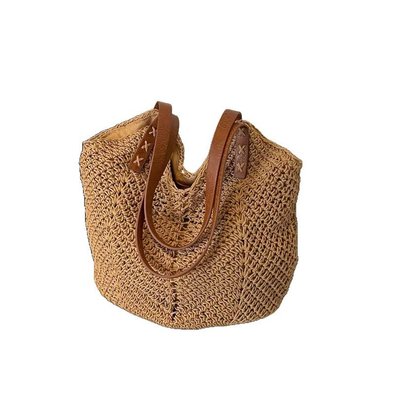 Handcrafted beach bag with elegant leather handles Bowlift