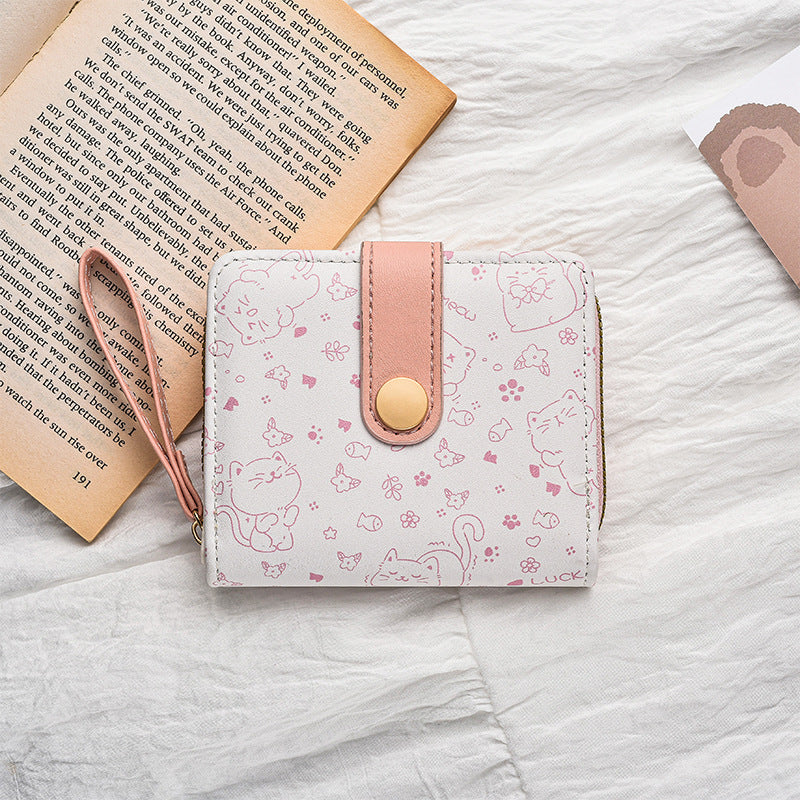 Cute Cat-Themed Zippered Coin Wallet Bowlift