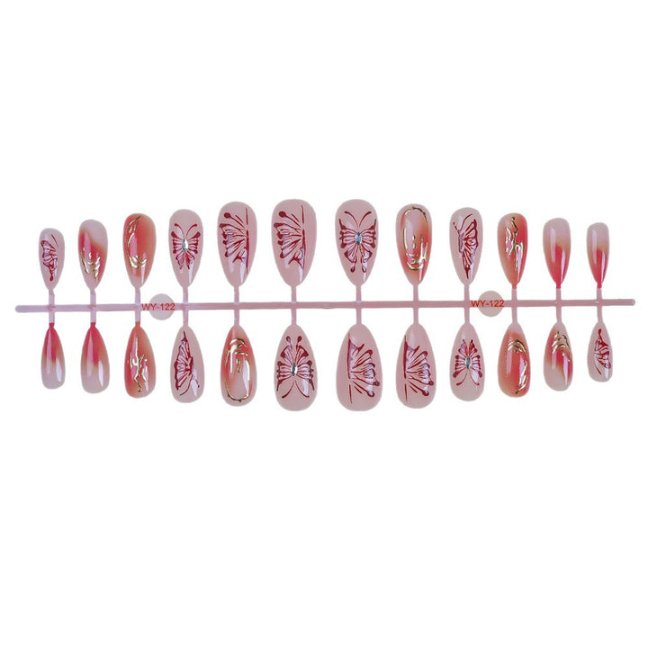 Elegant Hand-Painted Press-On Nail Art Bowlift