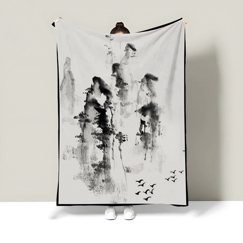 Decorative Bamboo Print Throw Blanket