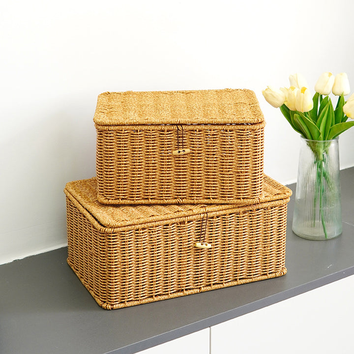 Women Large Storage Basket with Lid Bowlift