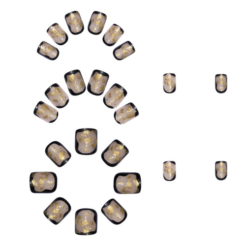 Artificial nail set with delicate gold accents and elegant finish Bowlift