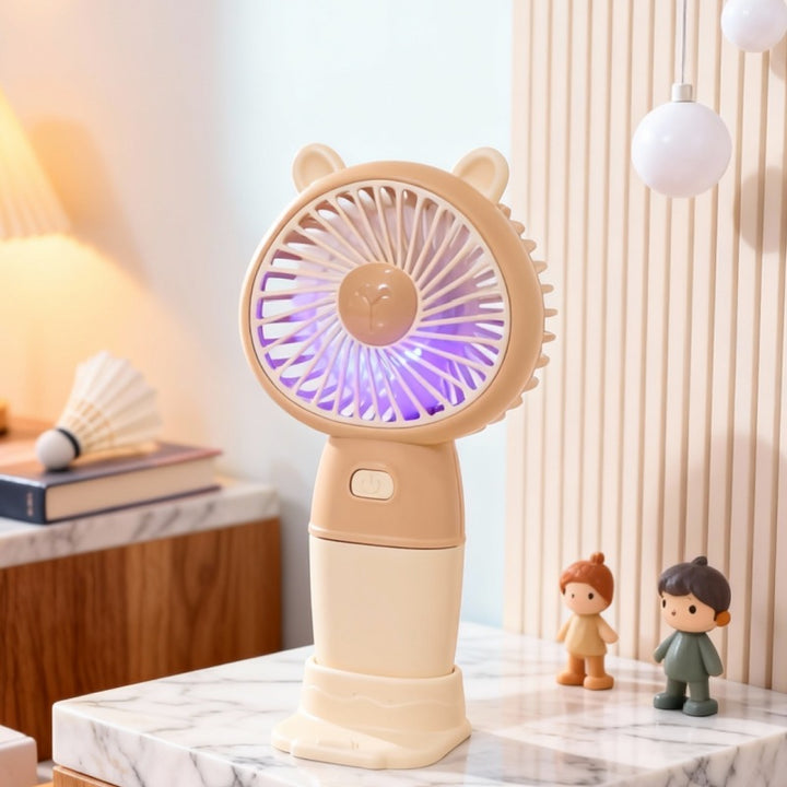 Ladies Portable Handheld Fan with Animal Design Bowlift