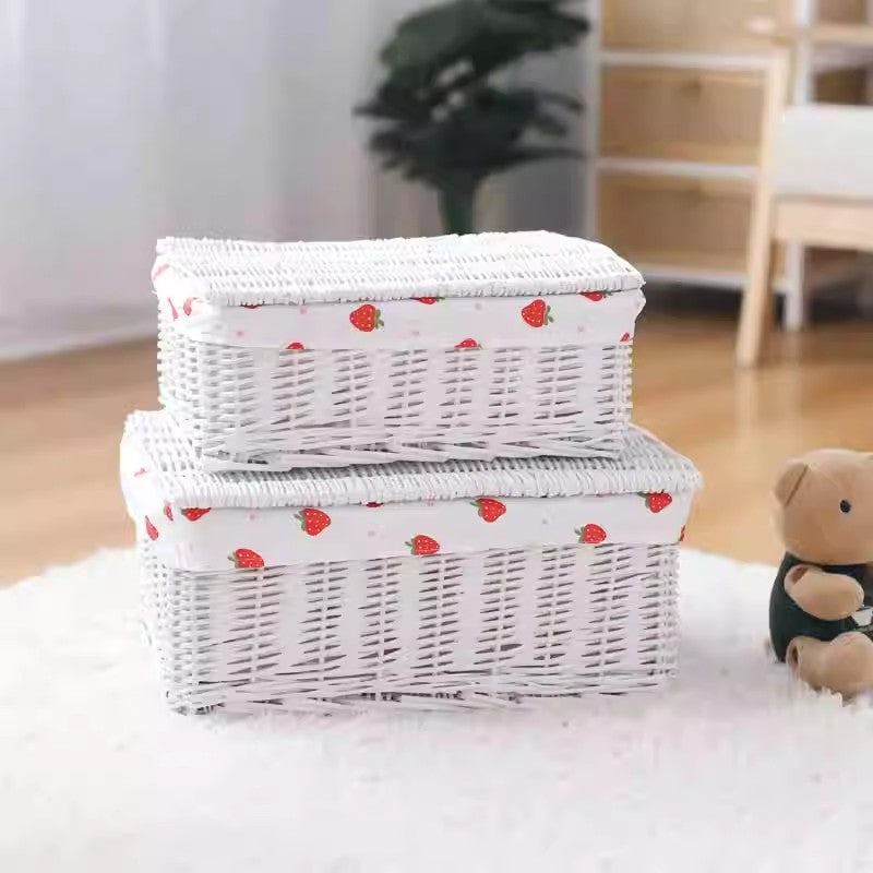 Cute storage basket with strawberry pattern