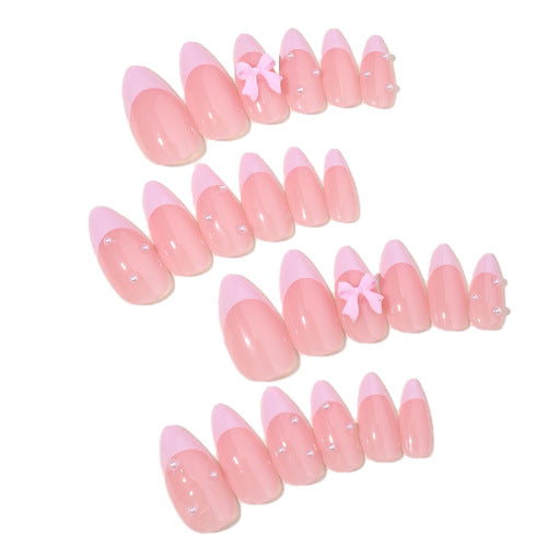 Premium False Nail Set with Elegant French Tip Design Bowlift