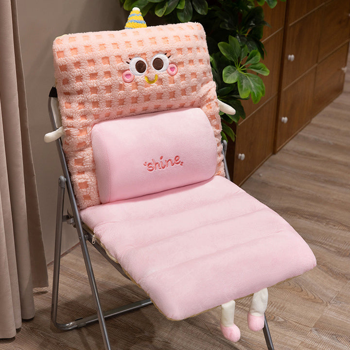 Plush seat cushion with ergonomic back support Bowlift