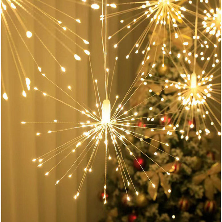 LED Starburst Hanging Pendant Light Decoration With Fiber-Optic Spokes Bowlift