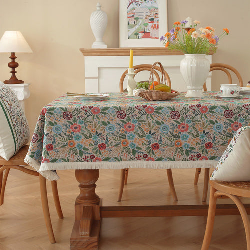 Classic Floral Embroidered Tablecloth