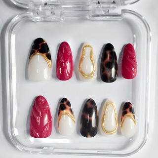 Decorative Stiletto Press-On Nail Set with Artistic Patterns Bowlift