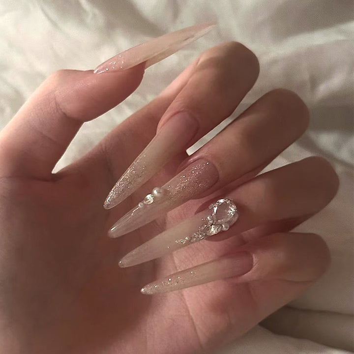 Premium Stiletto Press-On Nails with Rhinestone Accents Bowlift