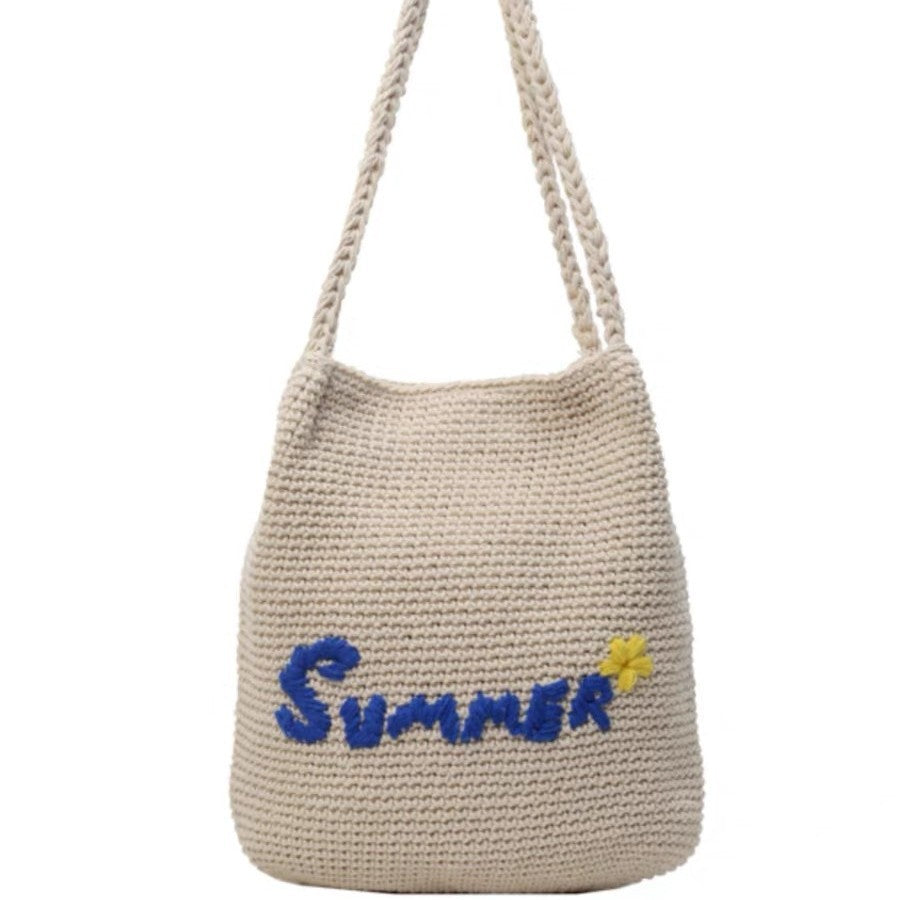 Macrame Drawstring Bag with Summer Motif Bowlift