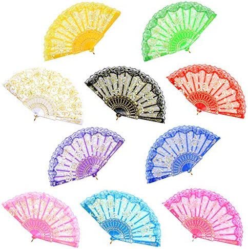 Ladies' Fan with Floral Lace Designs Bowlift