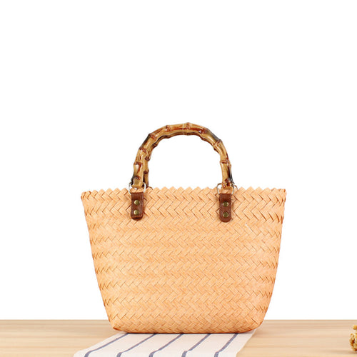 Elegant basket bag with bamboo handles Bowlift