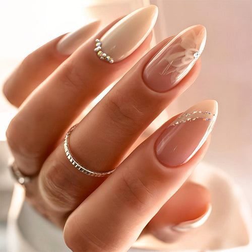Elegant Botanical-Themed Press-On Nail Set Bowlift