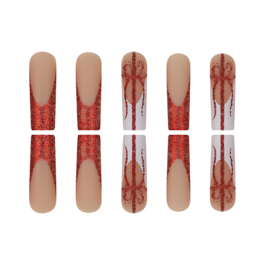 Glittery Stiletto Press-On Nails with Gift Design Bowlift